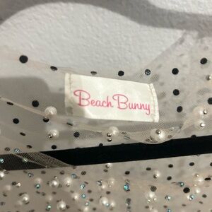 Beach Bunny Black and White Polka Dot Sheer Top